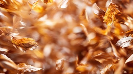 Poster - This mesmerizing image captures autumn leaves swirling gracefully in warm hues, embodying the transience of nature during the fall season's vibrant display.