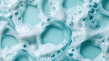 Poster - An abstract composition showcasing foamy bubbles in shades of aqua, inviting viewers to immerse themselves in the organic patterns and textures that evoke a sense of fluidity.
