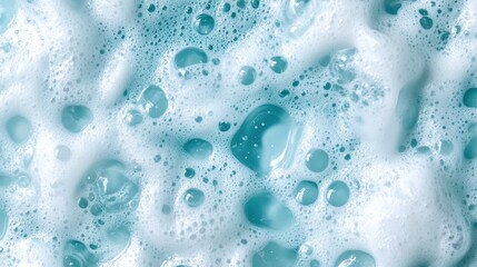 Poster - A mesmerizing view of dynamic bubbles captured within a soft aqua foam, inviting the viewer to contemplate the beauty of nature's fluid forms and their magical allure.
