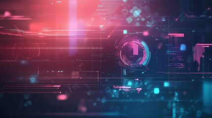 Poster - Background gradient with holographic futuristic interface, next-gen digital overlay