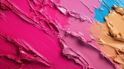 Poster - An abstract composition of vibrant pinks and blues, showcasing thick strokes of paint that evoke emotions of joy, passion, and creativity, perfect for modern art lovers.