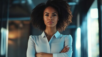 Poster - beautiful female engineer standing confidently at work