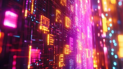 Poster - Vibrant Abstract Data Visualization with Colorful Light Patterns