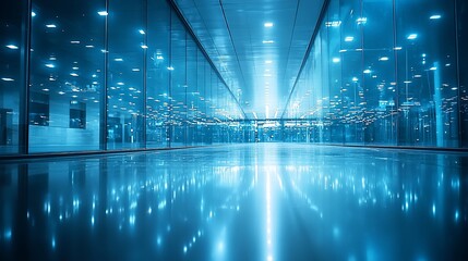 Aufkleber - Cityscape glass corridor night reflection