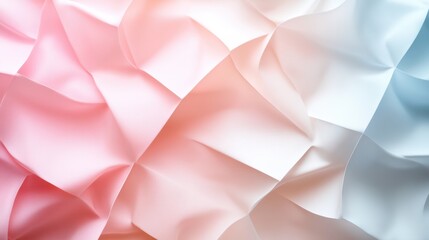 Poster - This image showcases a beautifully crumpled fabric with flowing waves in soft pink and blue tones, creating a soothing and calming visual appeal for various uses.