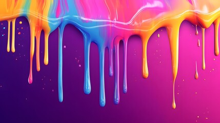 Poster - Colorful Dripping Paint on Vibrant Background, Abstract Art Design