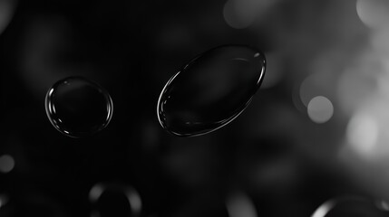 Poster - Black bokeh background, blurred light glow