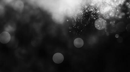 Poster - Black bokeh background, blurred light glow