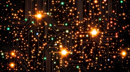 Poster - Digital Network Circuit Board Technology Abstract Light Display Background Visualization Innovation