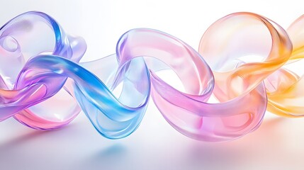 Poster - Colorful Flowing Abstract Waves of Light in Soft Pastel Tones