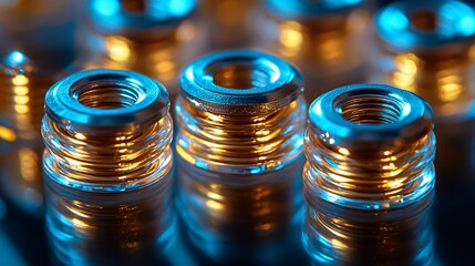 Poster - Close-up shiny metal parts, industrial background, reflection, manufacturing
