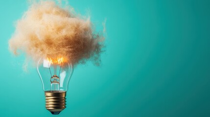 Poster - This image features a stylish light bulb surrounded by fluffy clouds, symbolizing the spark of inspiration and the warmth of ideas in a creative environment.