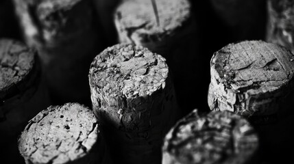 Poster - A close-up of wine corks, showing their natural textures and unique features, representing the rich story of each wine vintage and the art of winemaking.