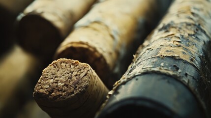 Poster - A close-up of wine corks, showing their natural textures and unique features, representing the rich story of each wine vintage and the art of winemaking.