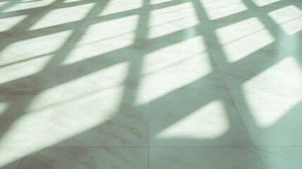Poster - This engaging image highlights reflections of shadows on polished floor tiles, showcasing the interplay of light and depth, inviting creativity and contemplative thoughts.