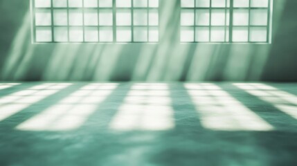 Poster - This dreamy image presents soft light streaming through windows, casting shadows on the floor, creating an inviting and warm ambiance that inspires creativity and calmness.