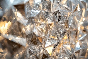 Wall Mural - Close up of sparkling diamond with intricate facets reflecting light.