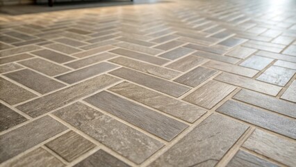 Aufkleber - A closeup of a herringbone pattern in muted grays with subtle textures highlighted invoking a sense of warmth and sophistication in the transition space.