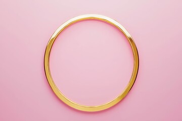 Poster - Gold geometric frame encircling blank space with soft pink background.