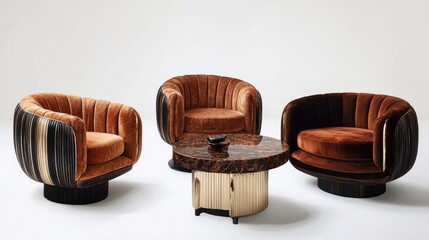 Poster - A curated collection of three home furniture sets, each designed with unique styles and finishes, ideal for adding character and comfort to any interior space.