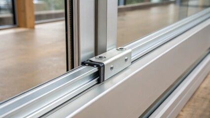 Aufkleber - A closeup of the sliding mechanism in action displaying the effortless glide of the frosted glass door along its track with minimal effort.
