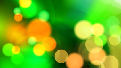 Poster - Bright bokeh lights. Festive abstract blurred background. Graphic template for Saint Patrick's Day holiday greetings and invitations. Vector illustration.