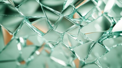 Poster - A close-up of shattered glass displays an intricate, abstract pattern, reflecting light and creating an array of shapes that evoke a sense of fragility and chaos.