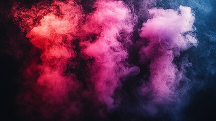 Canvas Print - Colorful smoke swirls on black background; abstract design