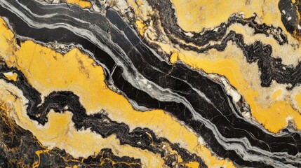 Poster - A rugged rock surface with distinctive yellow and black patterns, captured up close to highlight the rich textures and organic beauty of the stone.