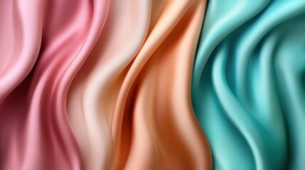 Poster - An elegant arrangement of soft silk fabrics in delicate pink and beige hues, creating a luxurious and soothing visual effect that evokes feelings of comfort and warmth.