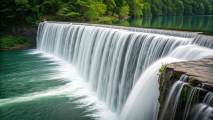 Poster - A medium closeup presents an angle where the waterfall edge meets the floor displaying a seamless transition that enhances the feeling of spaciousness and flow.