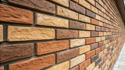 Aufkleber - A row of newly installed brick veneers with some bricks slightly protruding creating a rugged texture that embodies the essence of industrial aesthetics.