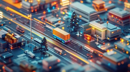 Aufkleber - An interconnected logistics system, illustrating dynamic routes, modern transport vehicles, and efficient hubs, emphasizing fast and seamless global delivery processes.