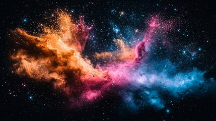 Aufkleber - Cosmic Nebula Celestial clouds swirl, stars glimmer, deep space background
