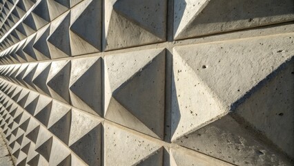 Poster - Closeup of a concrete wall with a 3D effect featuring raised geometric shapes that cast shadows and create depth inviting tactile exploration.