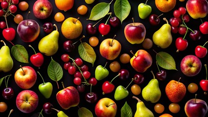 Wall Mural - Elegant Fruit Silhouettes: Repeating Pattern Stock Photo