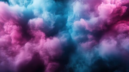 Poster - A stunning display of vibrant pink and blue smoke creates a captivating abstract background, evoking emotions of wonder and creativity, perfect for artistic concepts.