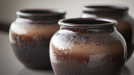 Poster - Circular jars filled with rich chocolate hues, artistically blended with splashes and textures, embodying the warmth and natural tones of comfort.