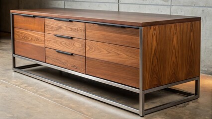 Aufkleber -  the warm wood tones contrasted with sleek metal accents enhance its modern flair.