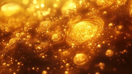 Canvas Print - Golden Liquid Abstract: A Symphony of Bubbles and Light