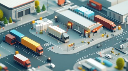 Poster - Dynamic view of an interconnected logistics network, showcasing modern transport vehicles, efficient hubs, and streamlined operations for seamless delivery and global distribution.