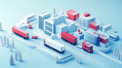 Poster - Efficient logistics network showcasing dynamic transport routes, modern vehicles, and well-managed hubs, facilitating seamless operations for quick, reliable deliveries.