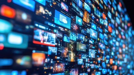 Poster - Interactive digital marketing platform showcasing content curation, audience engagement, and data analysis, emphasizing targeted strategies.