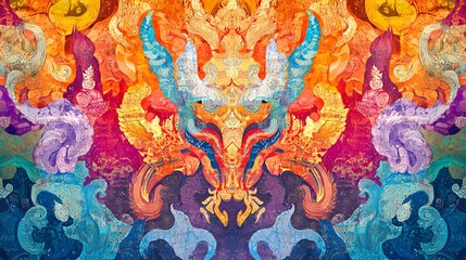 Poster - Vibrant abstract art, colorful swirling patterns, theme of transformation and energy, bold visuals for creative projects.