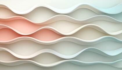 Poster - Abstract Soft Pastel 3D Wave Pattern. Delicate Minimalist Design, Abstract Texture Background