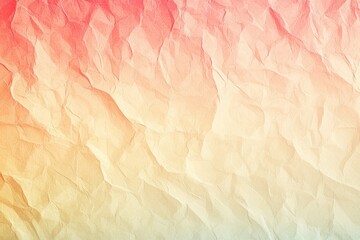 Poster - Crumpled paper background with a warm color gradient, transitioning from red and orange to yellow, perfect for designs and creative projects.