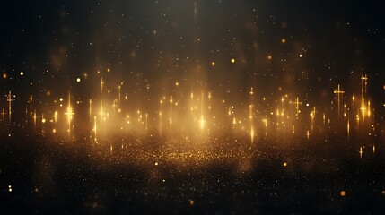 Poster - Golden Sparkle Light Background with Crosses Spiritual Radiance Glittering Texture and Festive Feel