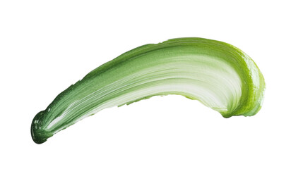 Poster - Green paint brush stroke creating a crescent shape on transparent background