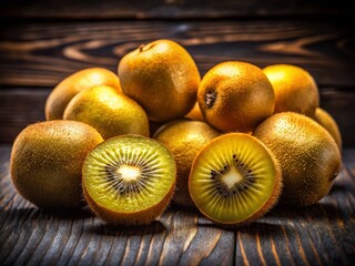 Wall Mural - Golden Delicious Fruit Still Life Photography: Juicy Kiwi Closeup