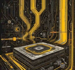 Poster - illustration of abstract technology background.